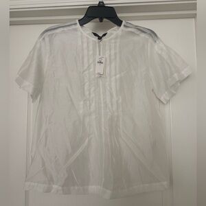 Banana Republic Women’s Keyhole Pleated Short Sleeve Sheer Top White Size XS